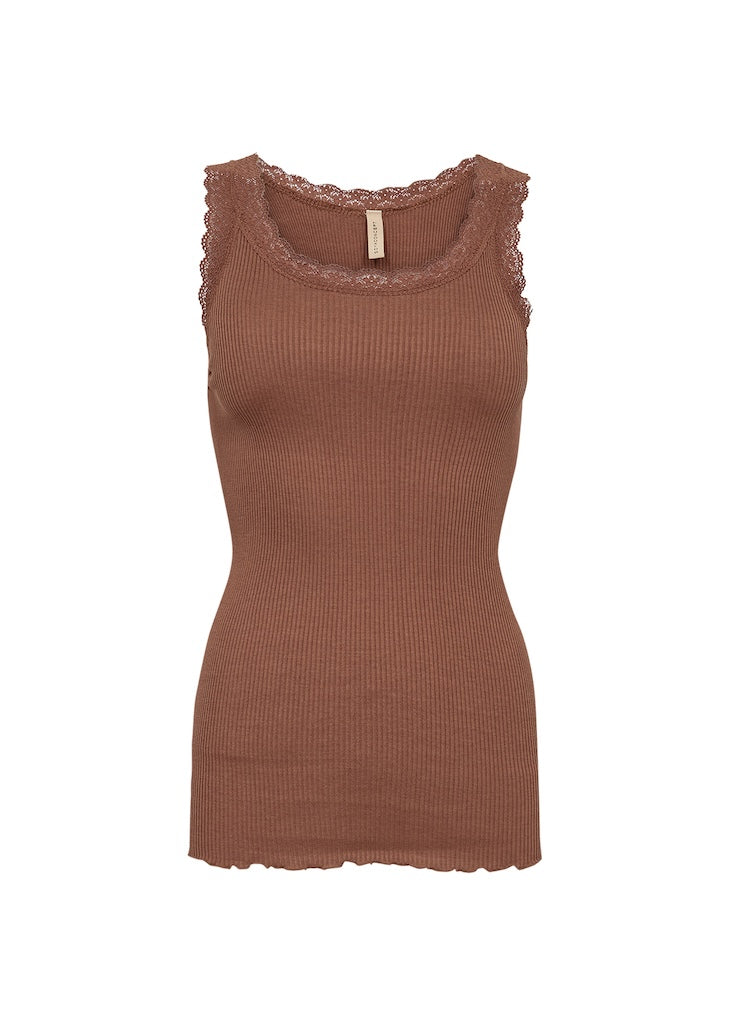 Ripptop mit Spitze in Toffee