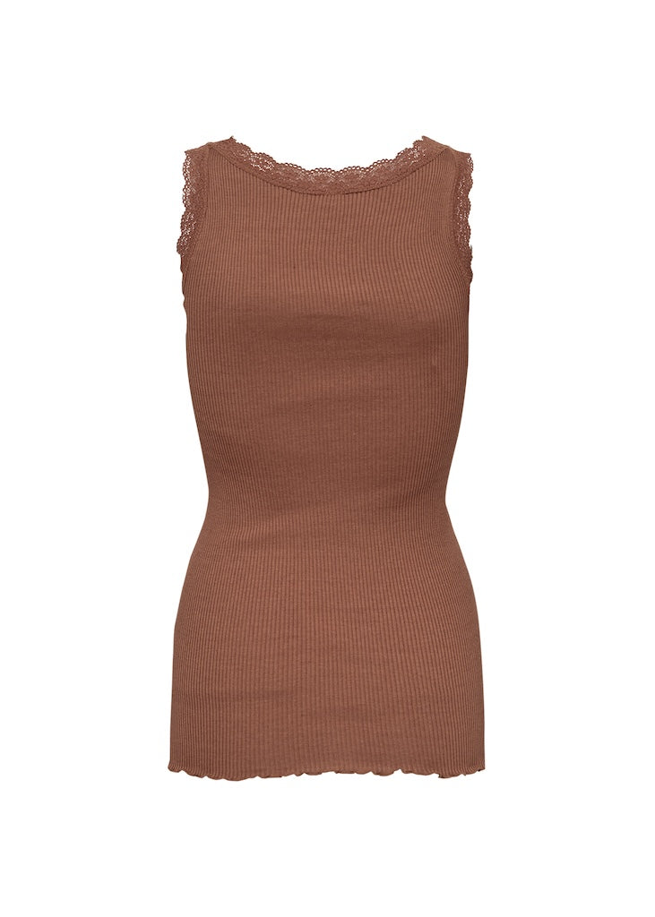 Ripptop mit Spitze in Toffee