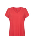 Basic Shirt mit V-Ausschnitt in Erdbeerrot