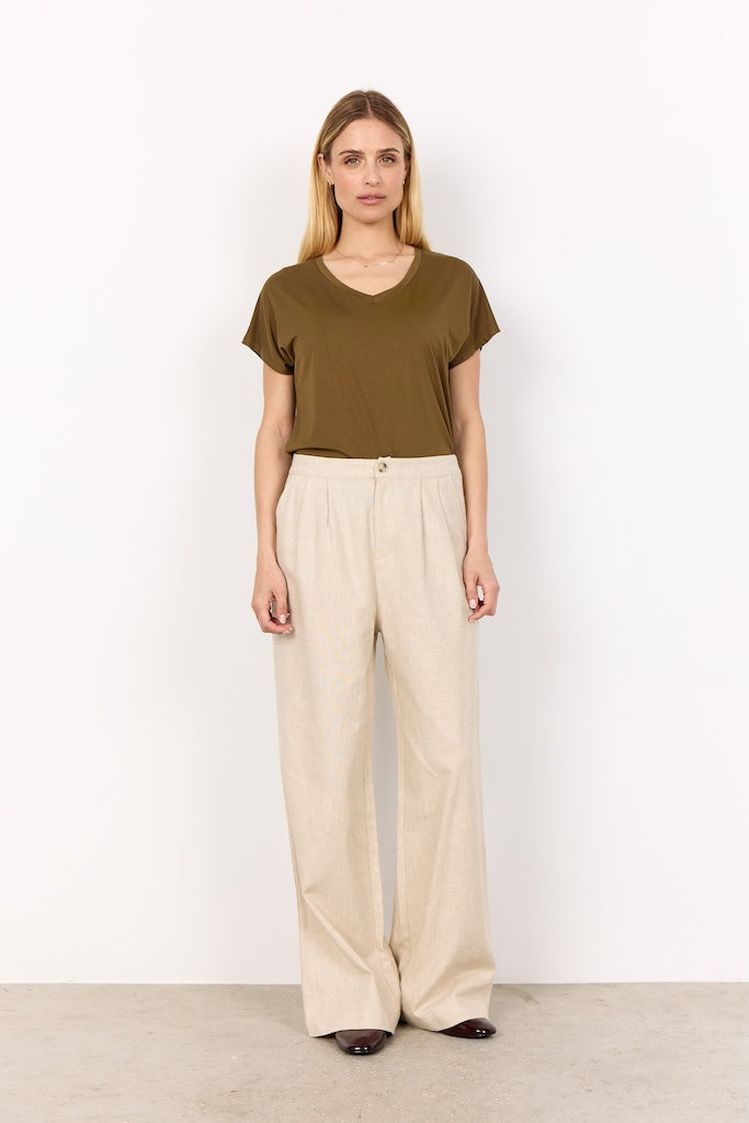 Basic Shirt mit V-Auschnitt in Olive