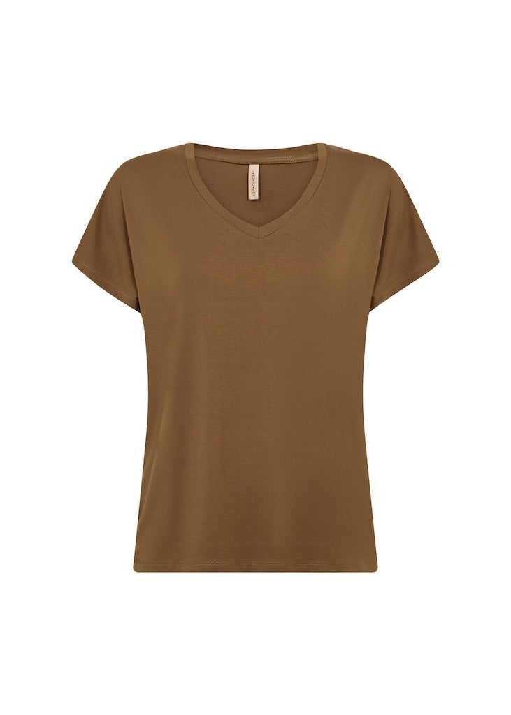 Basic Shirt mit V-Auschnitt in Olive