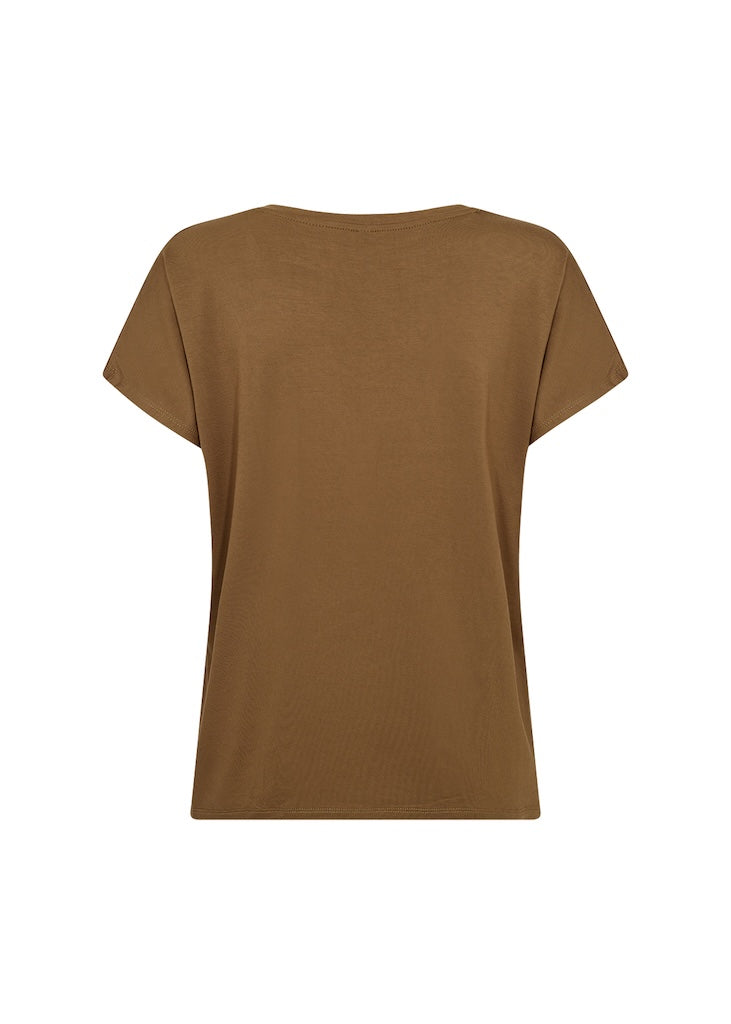 Basic Shirt mit V-Auschnitt in Olive