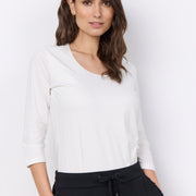 Basicshirt mit 3/4 Ärmeln in weiß