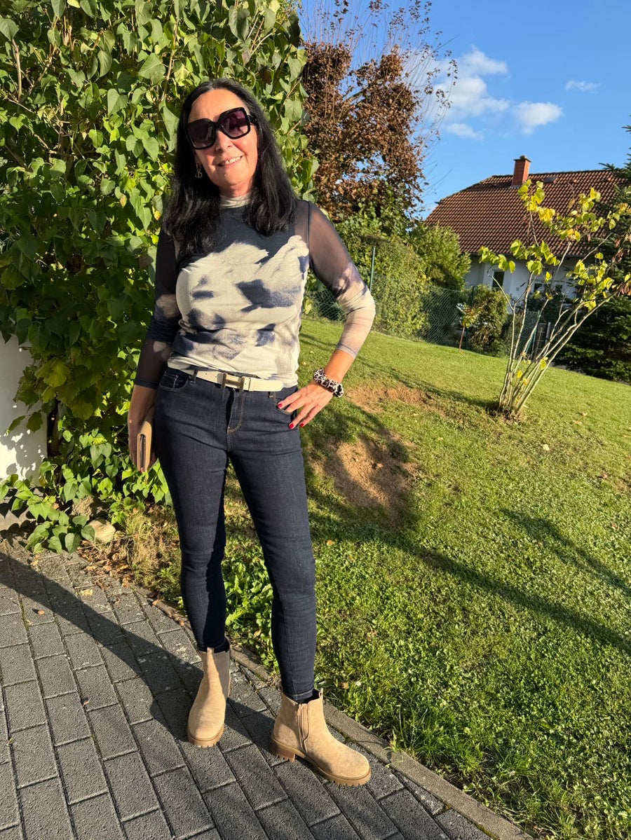 Durchsichtiges Shirt in Blau Mesh