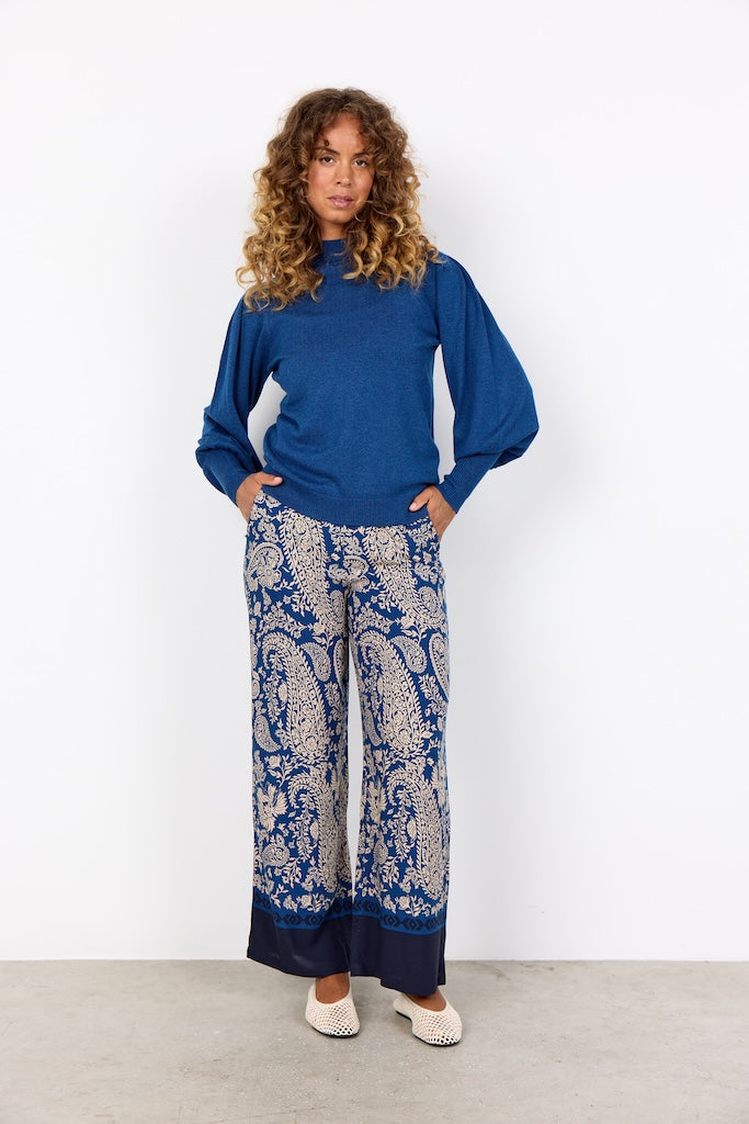 Pullover mit Puffärmeln in Blau