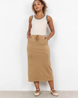 Top mit geripptem Saum in Beige