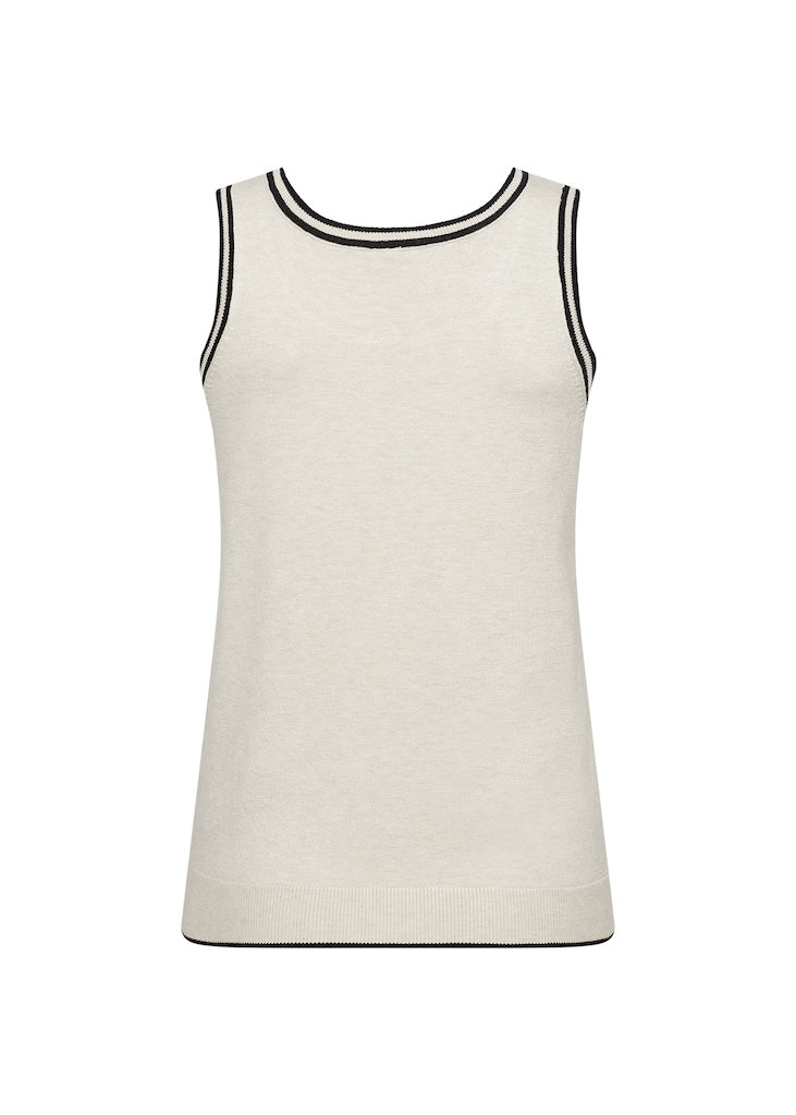 Top mit geripptem Saum in Beige