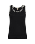 Top mit geripptem Saum in Schwarz