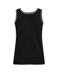 Top mit geripptem Saum in Schwarz