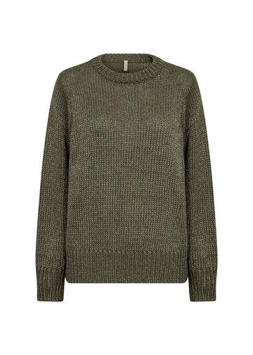 Glitzerpullover in Khaki