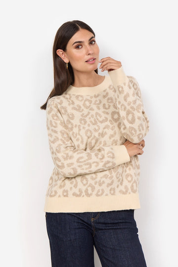 Weicher Leo-Pullover in Creme