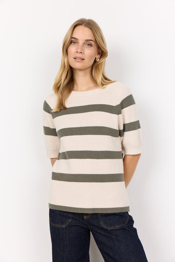 Gestreiftes Pullovershirt in Khaki