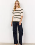 Gestreiftes Pullovershirt in Khaki
