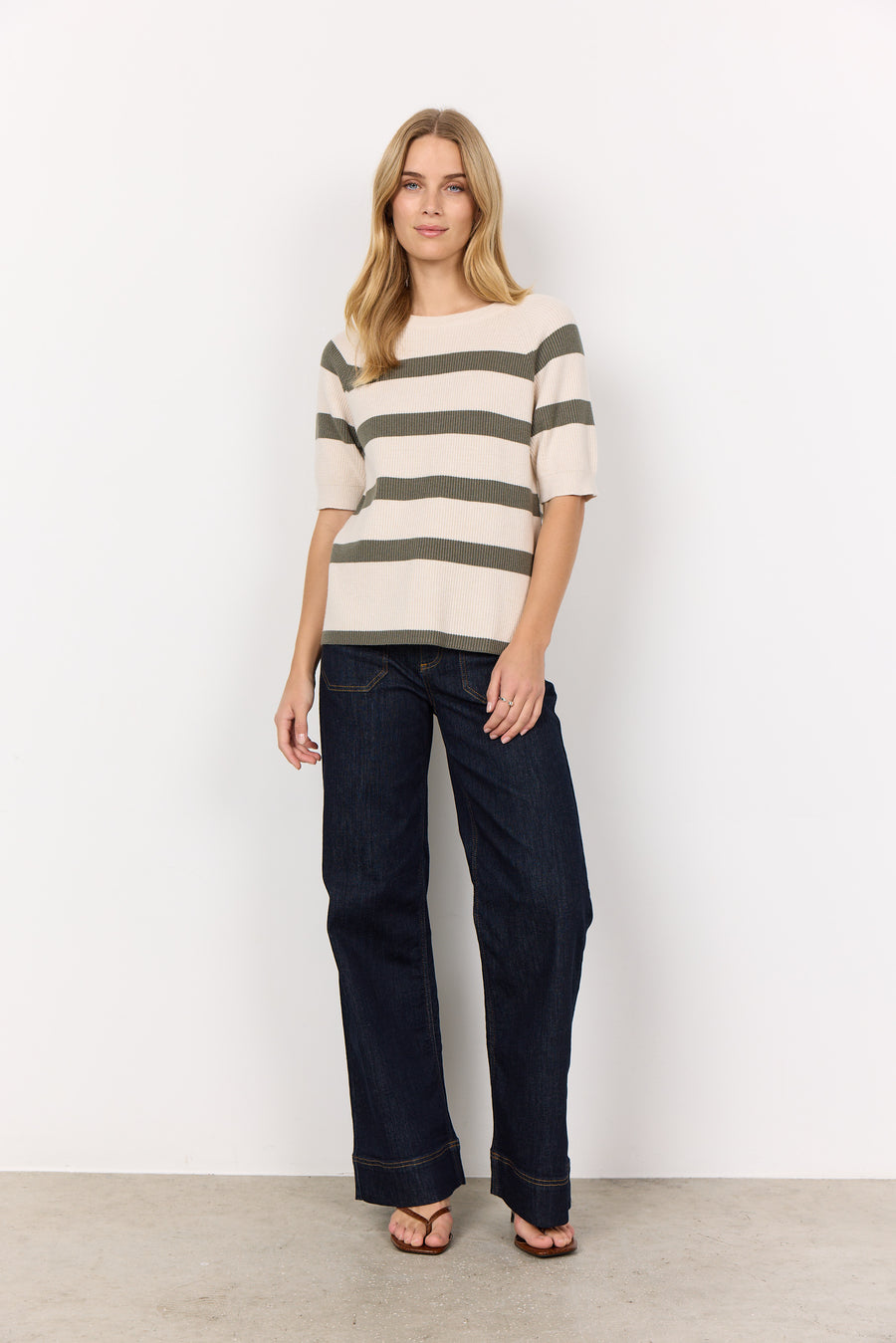 Gestreiftes Pullovershirt in Khaki