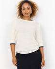 Sommerstrick Shirt mit schwarzem Bund