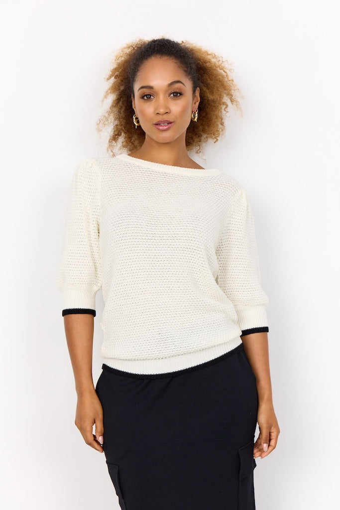 Sommerstrick Shirt mit schwarzem Bund