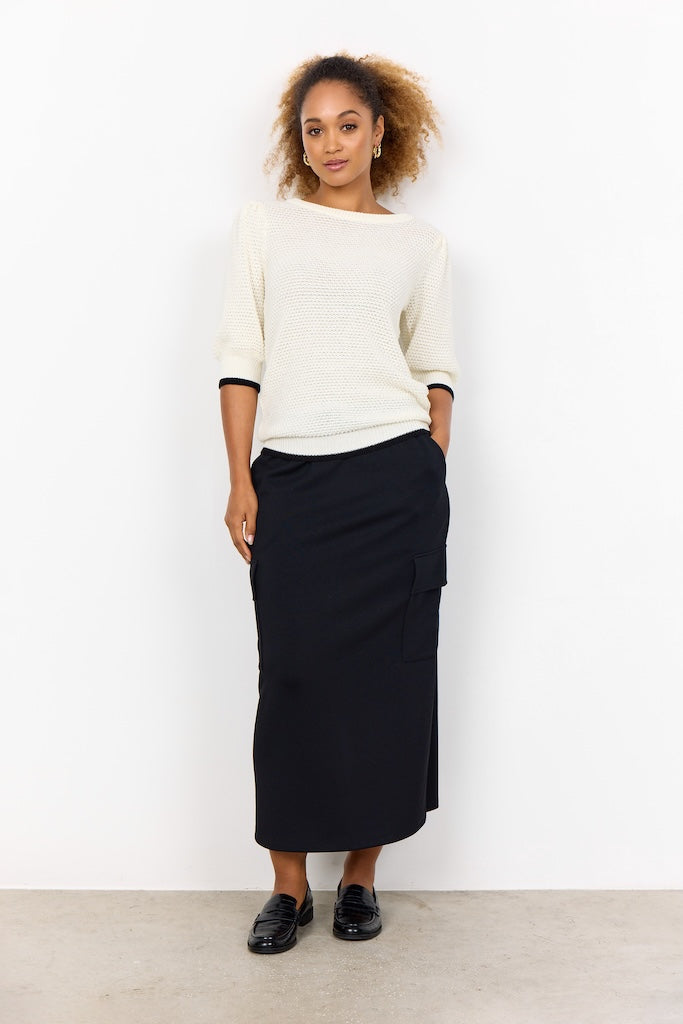 Sommerstrick Shirt mit schwarzem Bund