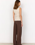 Ripp-Stricktop mit Wellenkanten in Beige