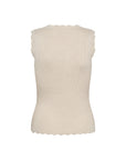 Ripp-Stricktop mit Wellenkanten in Beige