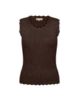 Ripp-Stricktop mit Wellenkanten in Braun