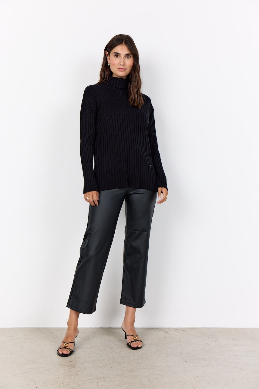 Strick-Pullover mit Rollkragen in Schwarz