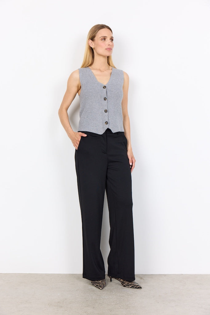 Strick-Weste mit V-Ausschnitt in Grau