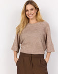 Strickshirt mit 3/4 Ärmeln in Beige