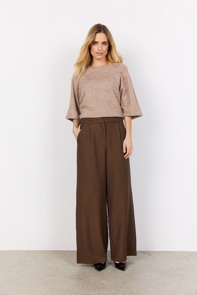 Strickshirt mit 3/4 Ärmeln in Beige