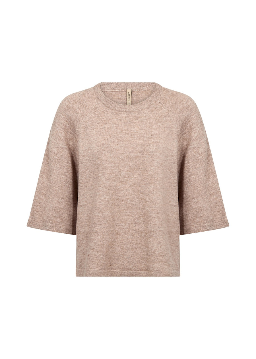 Strickshirt mit 3/4 Ärmeln in Beige
