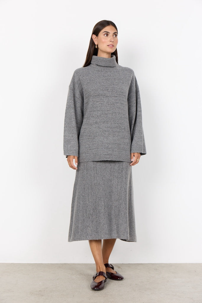 Strick-Pullover mit Rollkragen in Grau