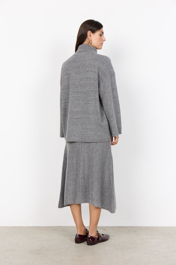 Strick-Pullover mit Rollkragen in Grau