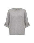 Weicher Rüschen-Pullover in Hellgrau