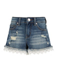 Jeansshorts mit Spitzenbund