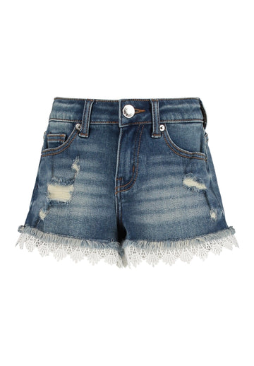 Jeansshorts mit Spitzenbund
