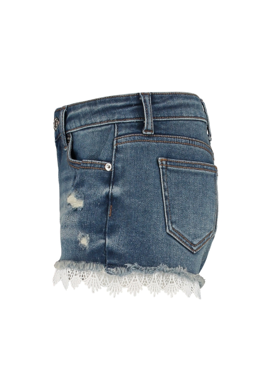 Jeansshorts mit Spitzenbund