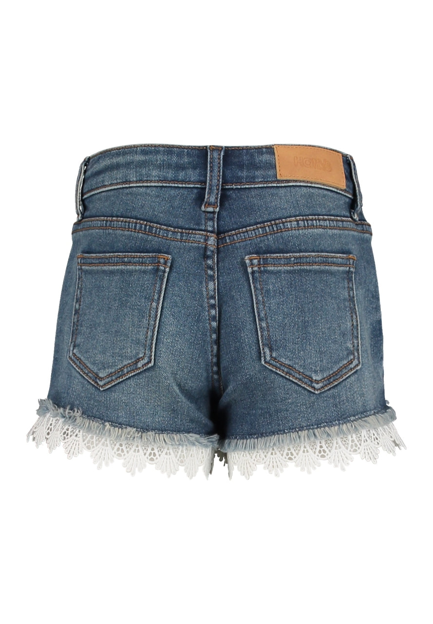 Jeansshorts mit Spitzenbund