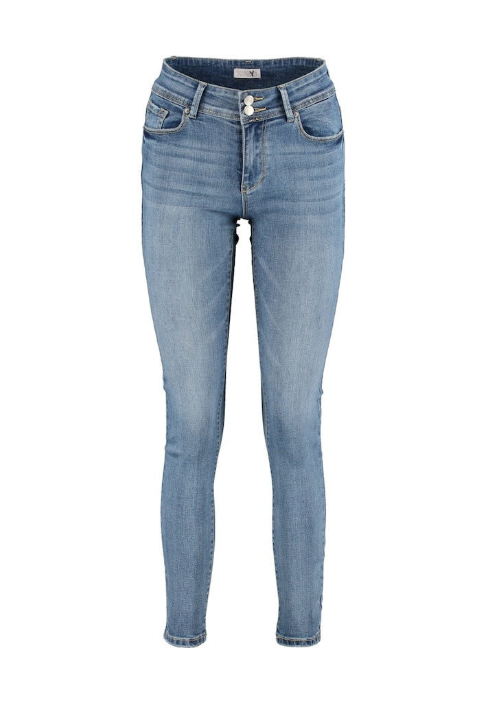 Mid Waist Jeans mit Doppelknopf