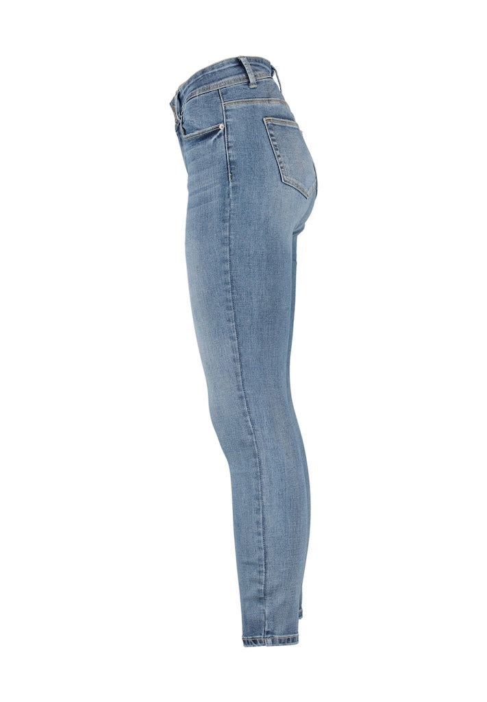 Mid Waist Jeans mit Doppelknopf