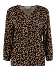 Bluse mit V-Ausschnitt und 3/4 Ärmeln Blumenmuster