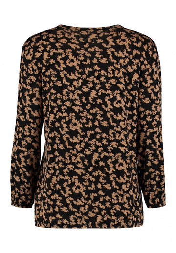 Bluse mit V-Ausschnitt und 3/4 Ärmeln Blumenmuster