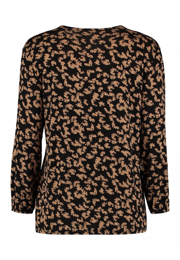Bluse mit V-Ausschnitt und 3/4 Ärmeln Blumenmuster