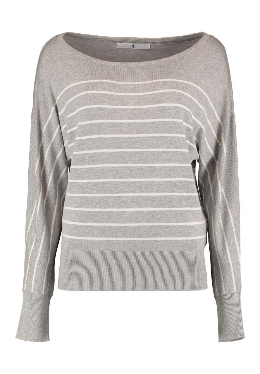 Gestreifter Pullover in Grau