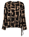 Bluse mit Rundhalsausschnitt und abstraktem Muster in schwarz