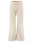 Stretch-Jeans mit weitem Bein in Creme