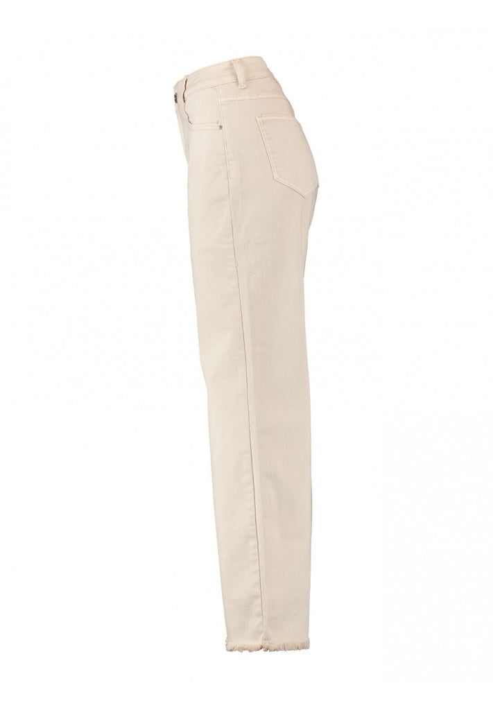 Stretch-Jeans mit weitem Bein in Creme