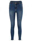 Mittelblaue Jeanshose mit Herzknöpfen