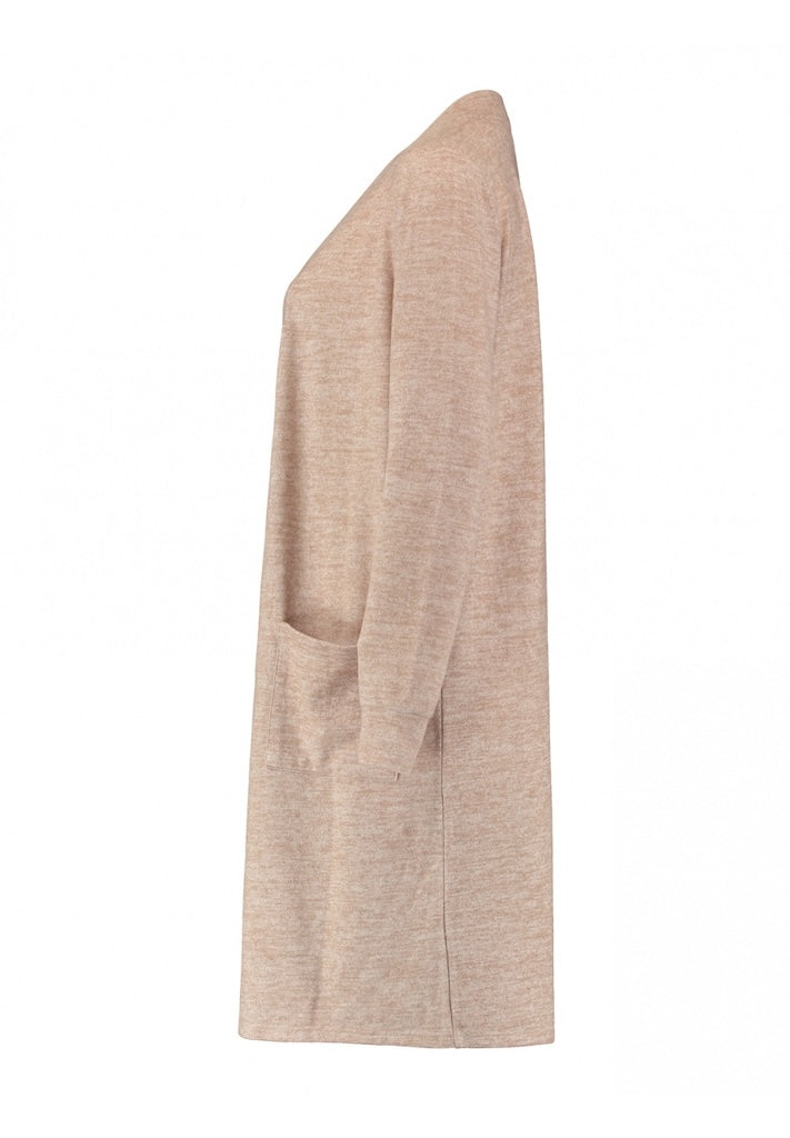 Langer Cardigan in Beige-meliert