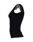Ripp-Spitzenshirt in Schwarz
