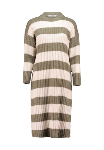Strick-Kleid mit Streifen in Grün