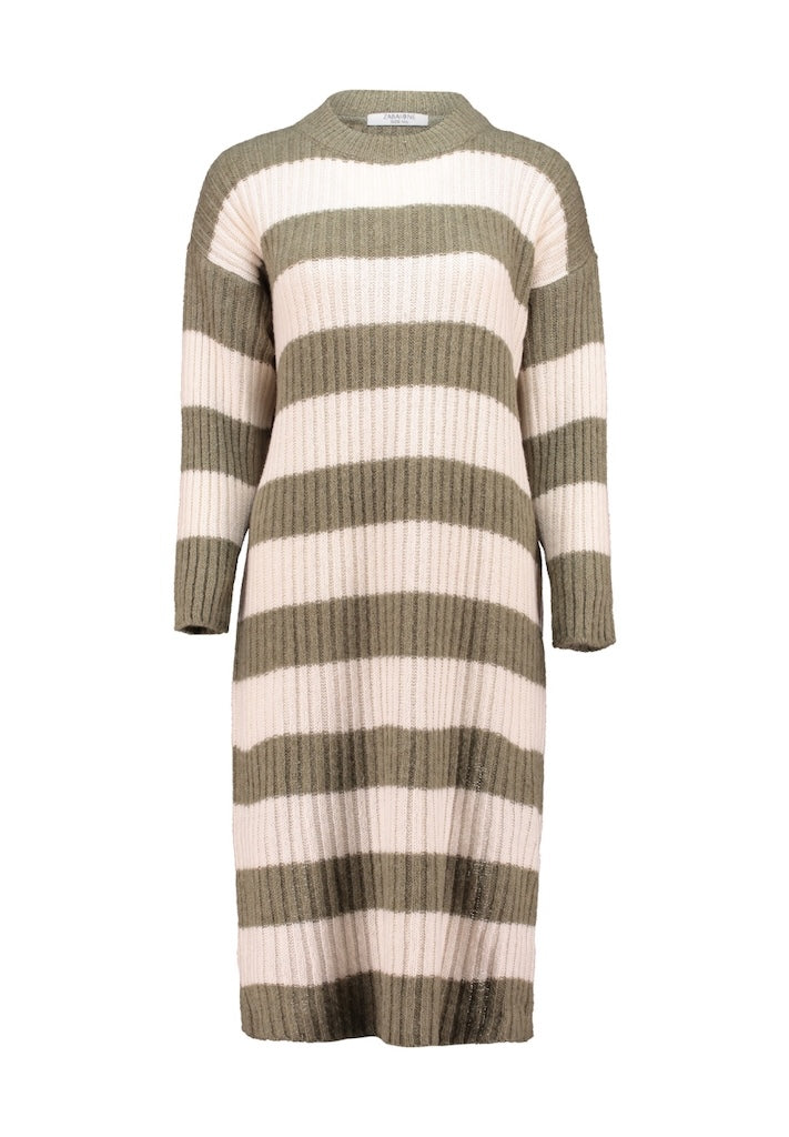Strick-Kleid mit Streifen in Grün